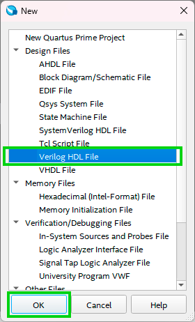 Quartus Verilog HDL