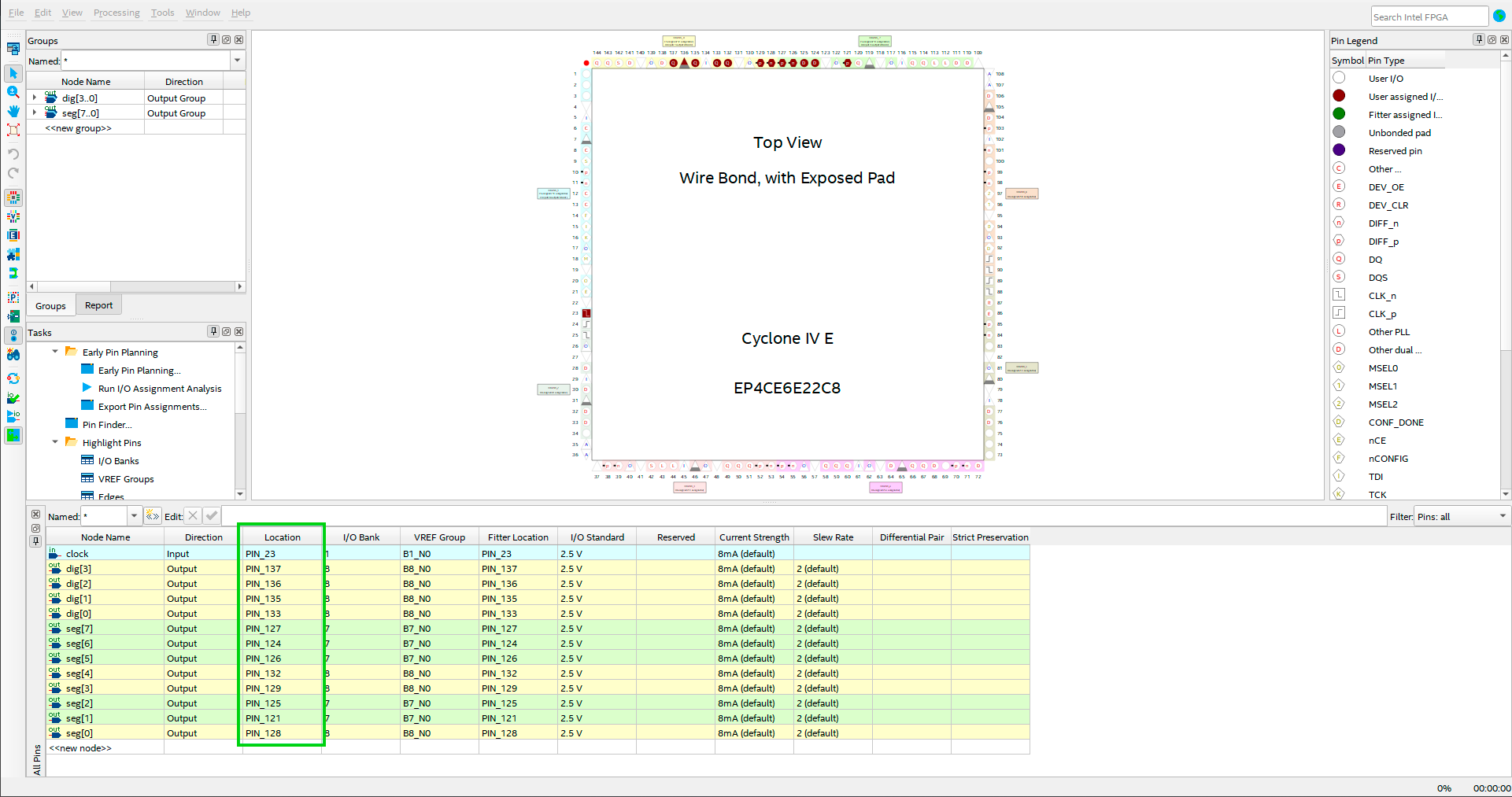 disp4dig quartus pin planner location